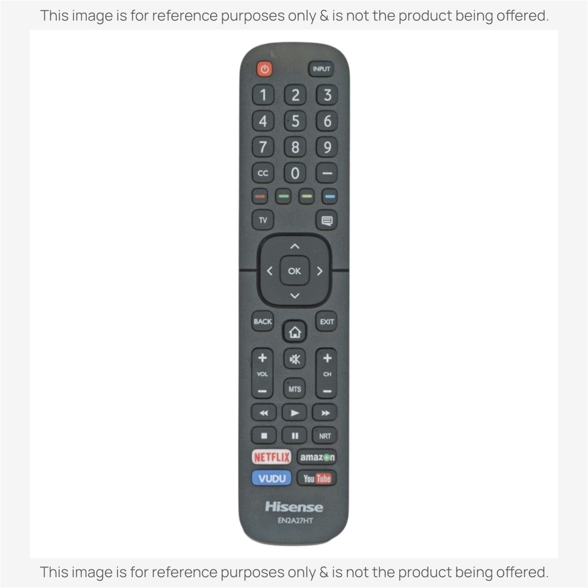 Anderic substitute remote control for Hisense smart TVs with dedicated buttons for Netflix, Amazon, Vudu, and YouTube.