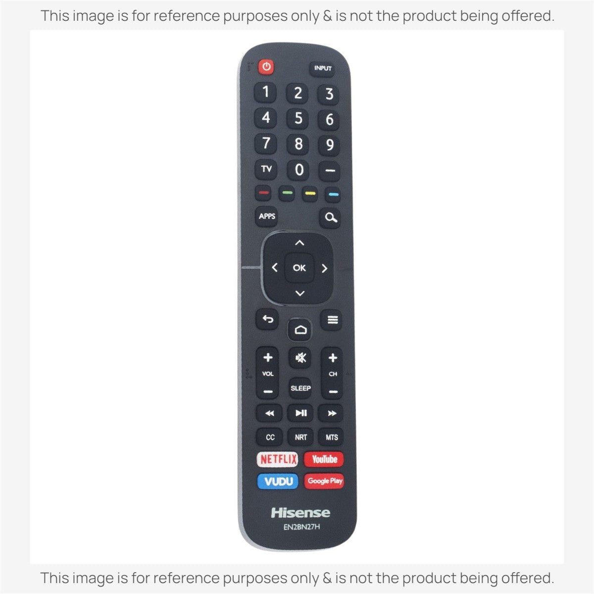 Anderic replacement remote control for Hisense smart TVs featuring dedicated Netflix, YouTube, Vudu, and Google Play buttons.