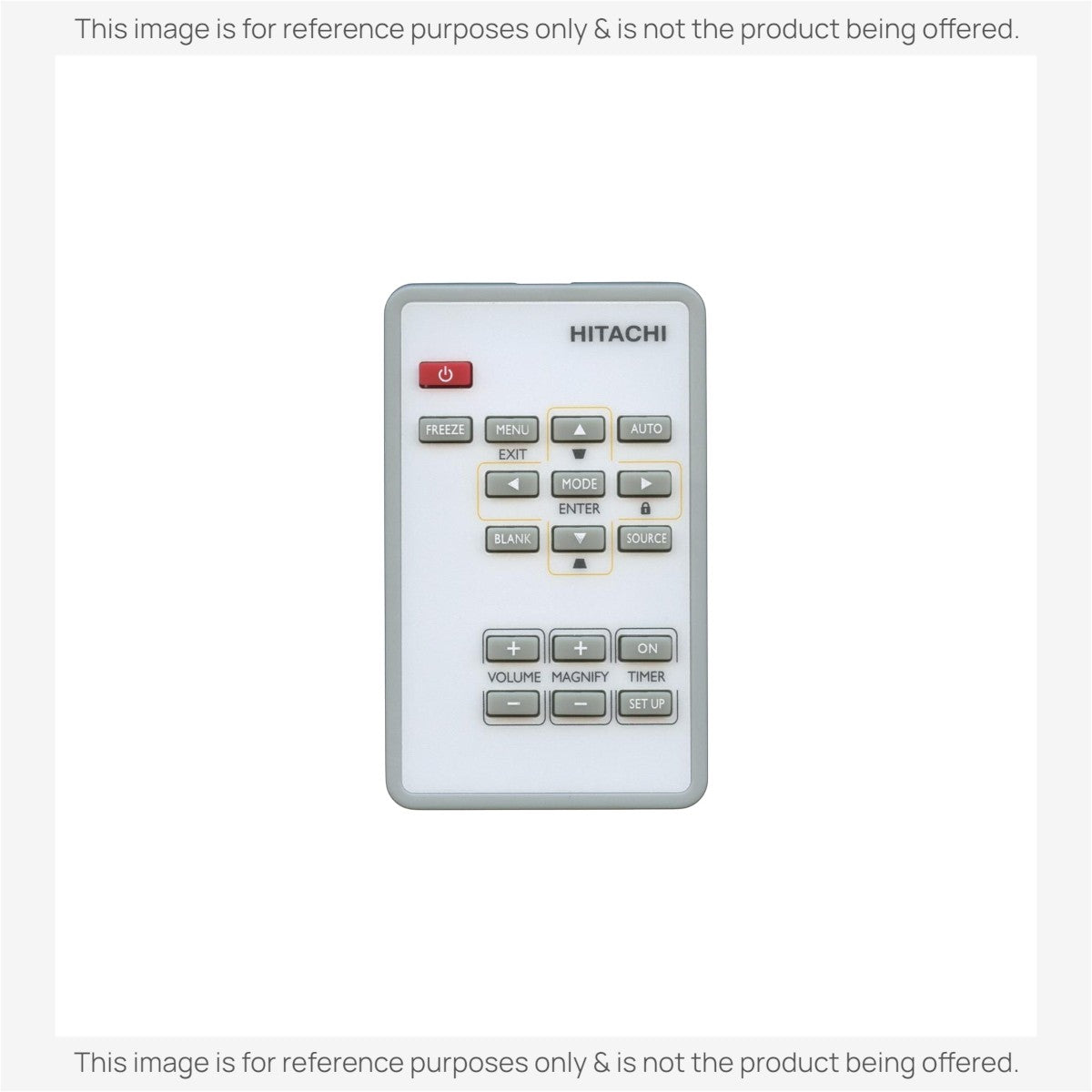 Anderic replacement remote control for Hitachi projectors with grey casing and clearly labeled function buttons.