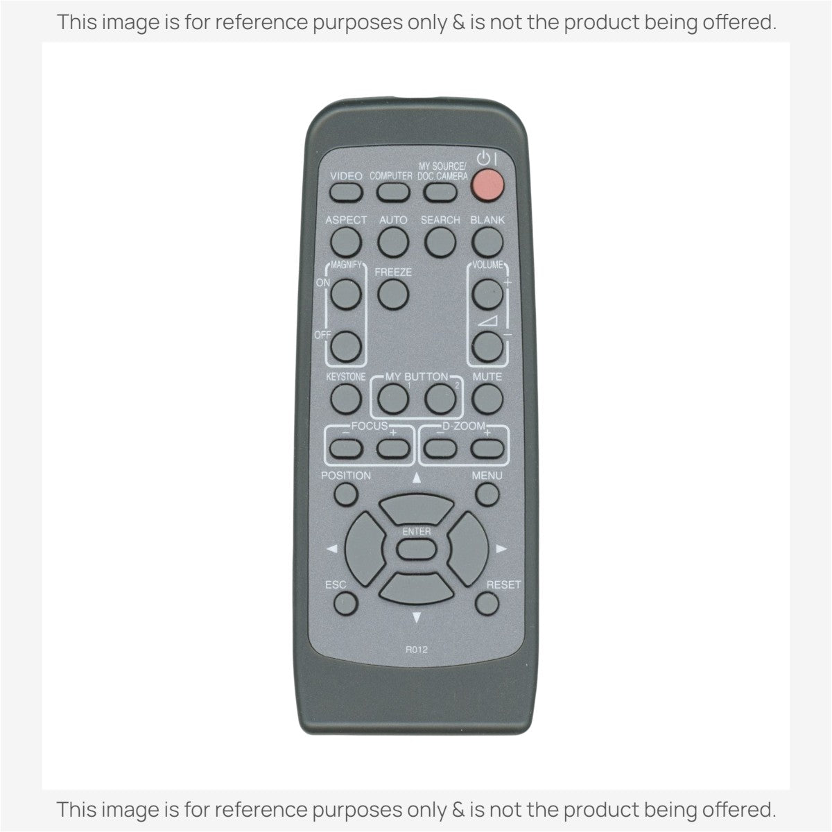Anderic replacement remote control for Hitachi R012 projectors featuring grey plastic casing and multi-function buttons