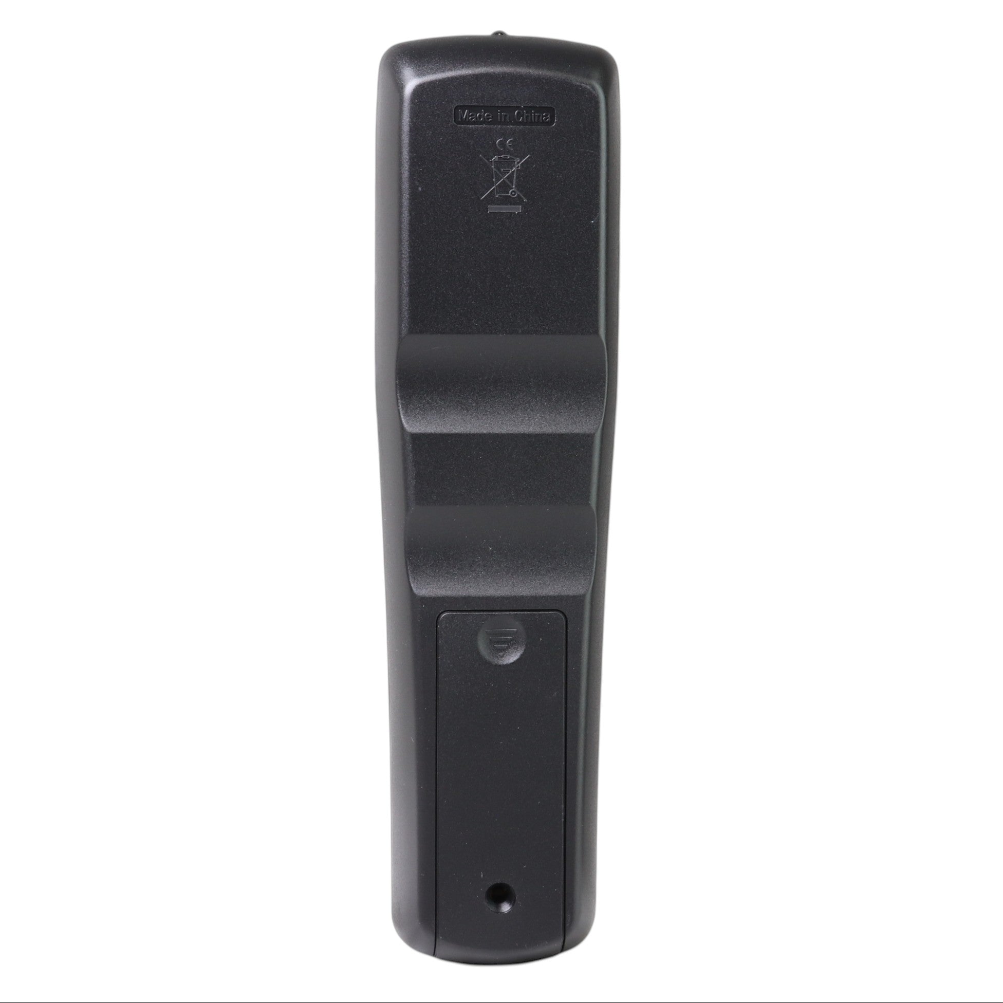 Back view of Anderic RR49101S black plastic replacement remote control for Hitachi CLU-4983S televisions.