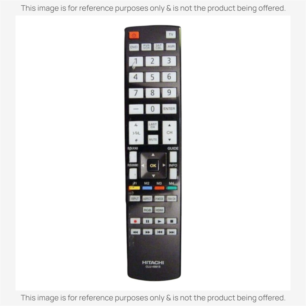 Anderic replacement remote control for Hitachi CLU-4981S TVs featuring a black keypad with dedicated menu buttons.