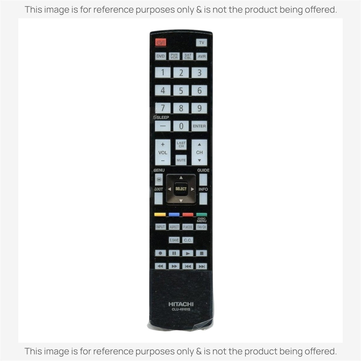 Anderic replacement remote control for Hitachi CLU-49101S TVs with standard button layout and black finish