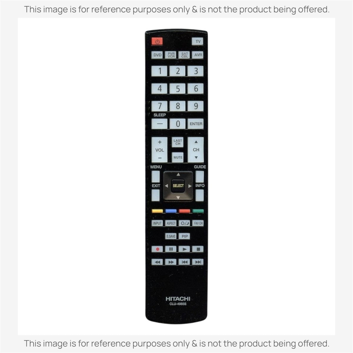 Anderic replacement remote control for Hitachi CLU-4985S TVs featuring standard navigation and media playback buttons.