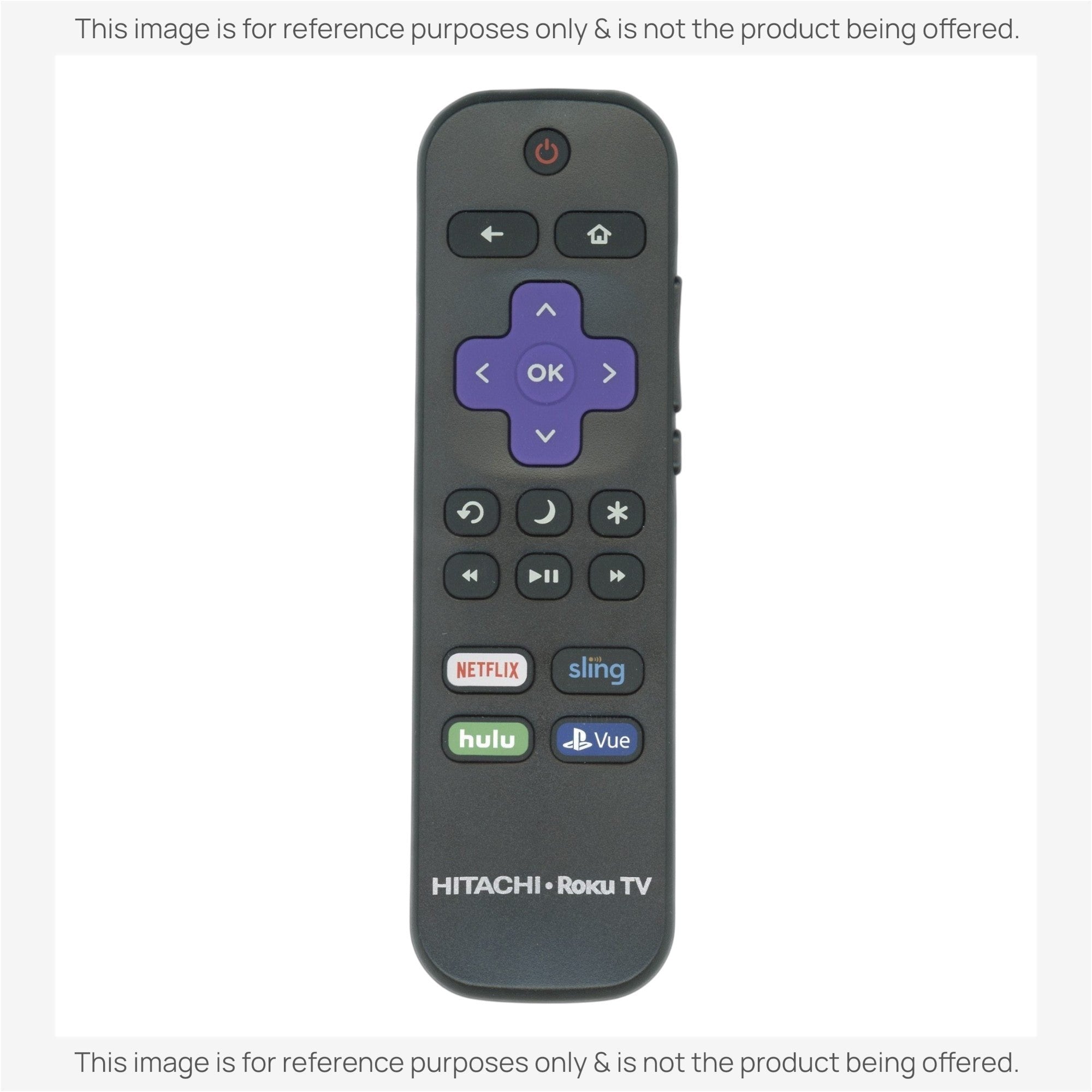 Anderic replacement Roku TV remote control for Hitachi TVs with purple navigation pad and streaming app buttons