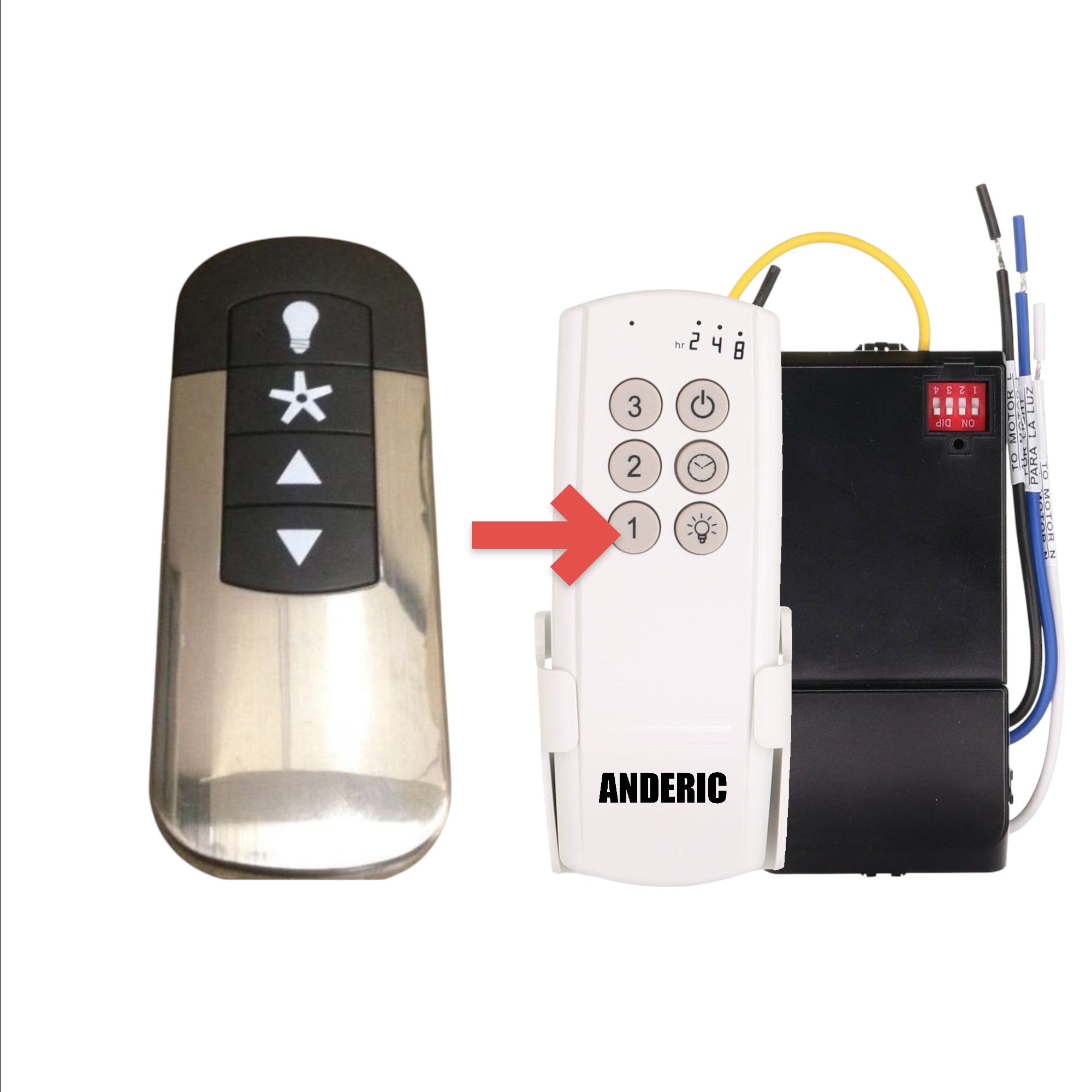 Anderic replacement remote for Hunter K6266-01 ceiling fan with light and speed control buttons