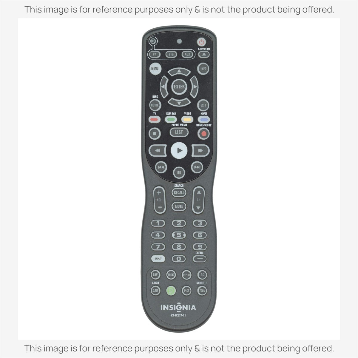 Anderic universal remote control for Insignia TVs with backlit keypad and dedicated streaming buttons.