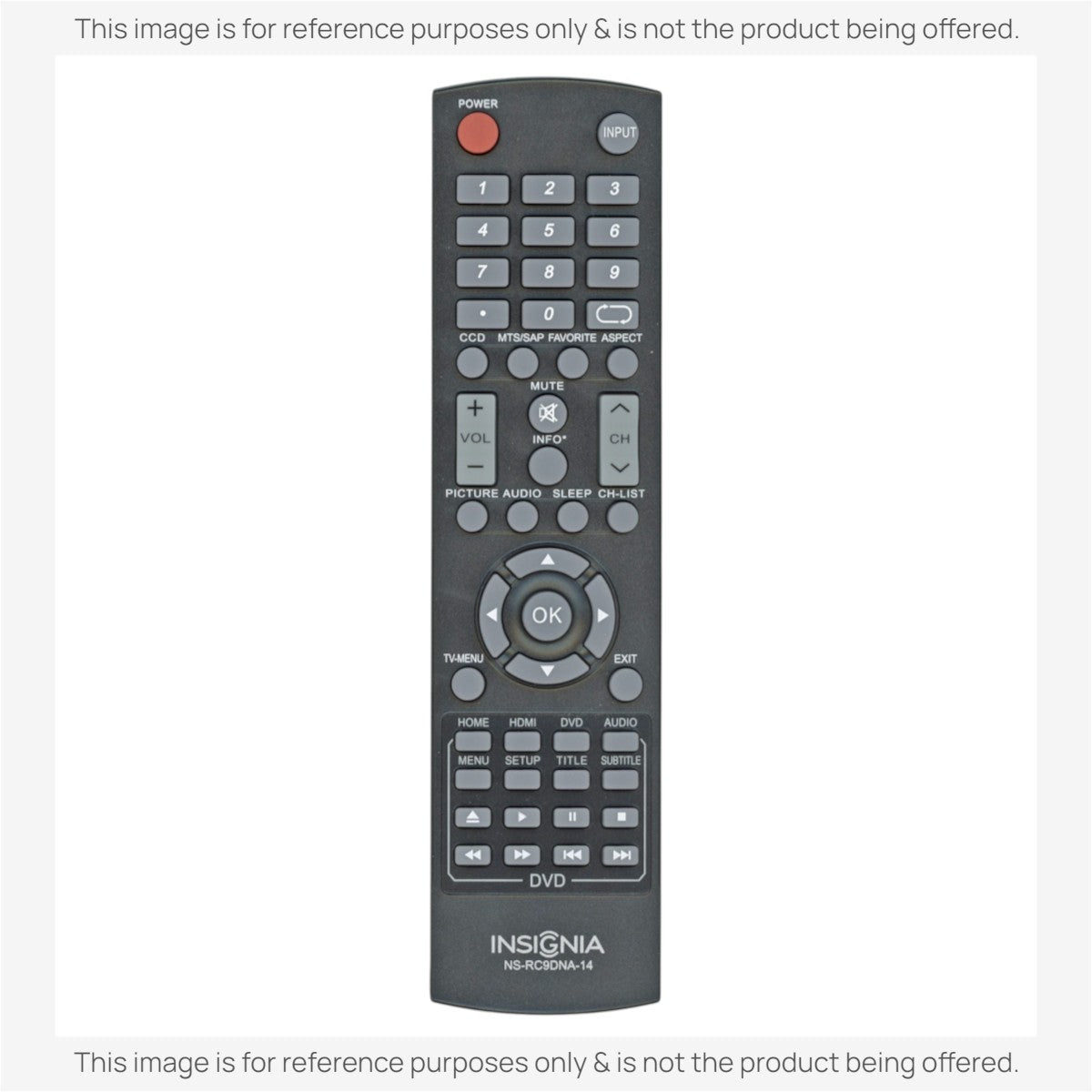 Anderic replacement remote control for Insignia TV and DVD combo units with full navigation and playback buttons