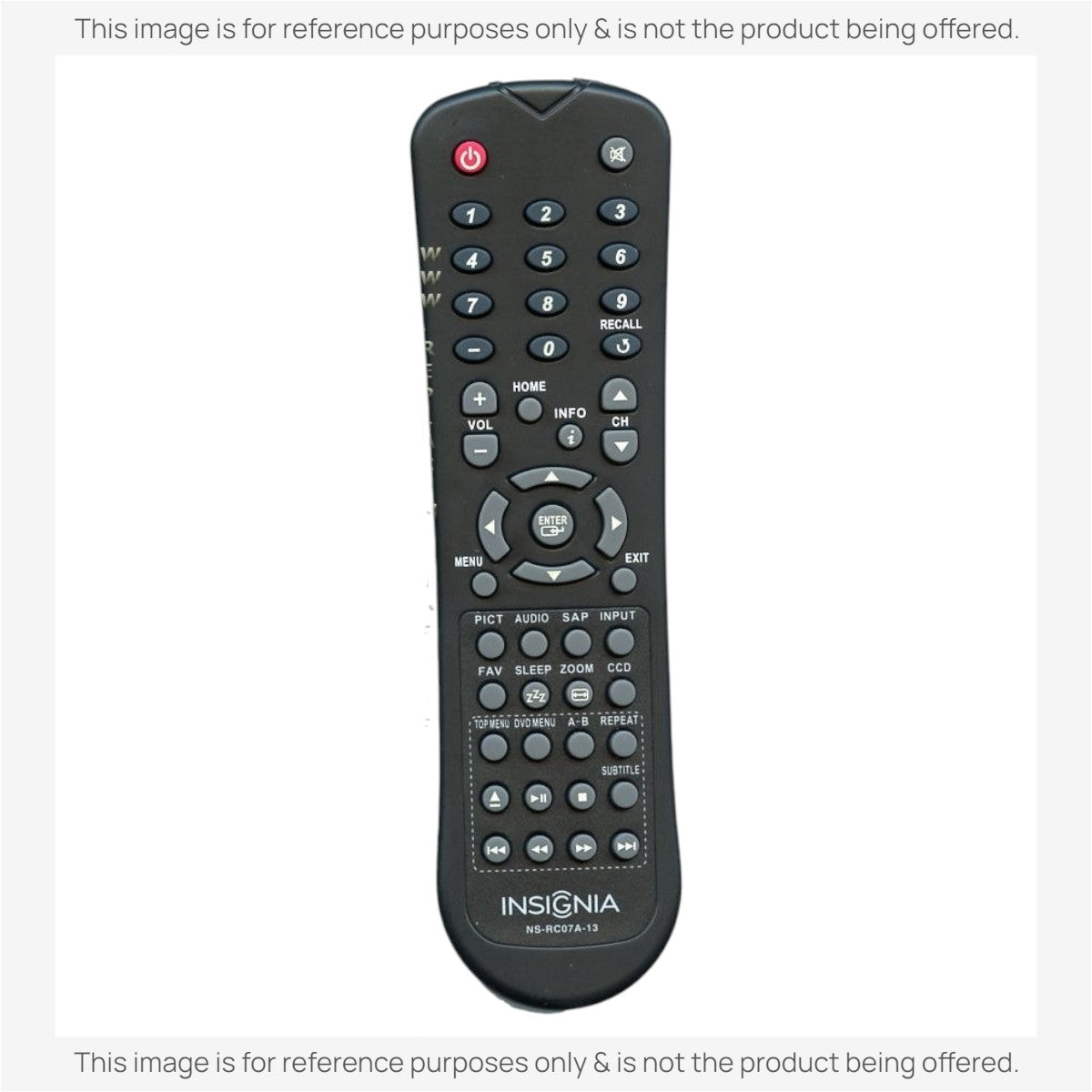 Anderic black replacement remote control for Insignia TV and DVD combo units with full navigation and playback buttons