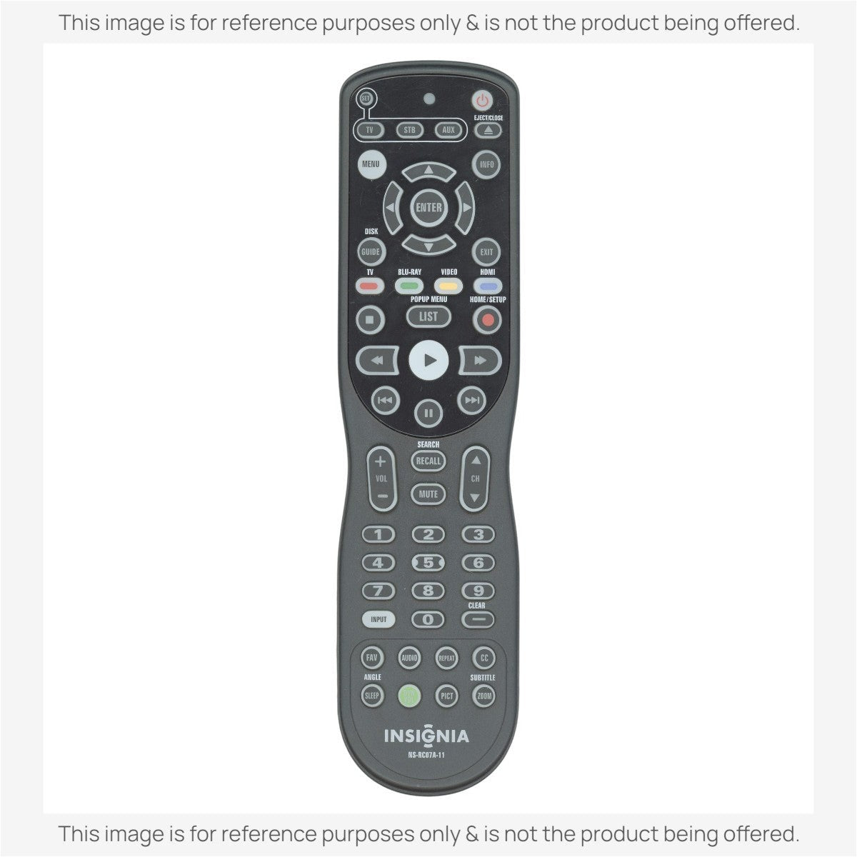 Anderic universal remote control for Insignia TVs and DVD players with a black keypad and dedicated streaming buttons.