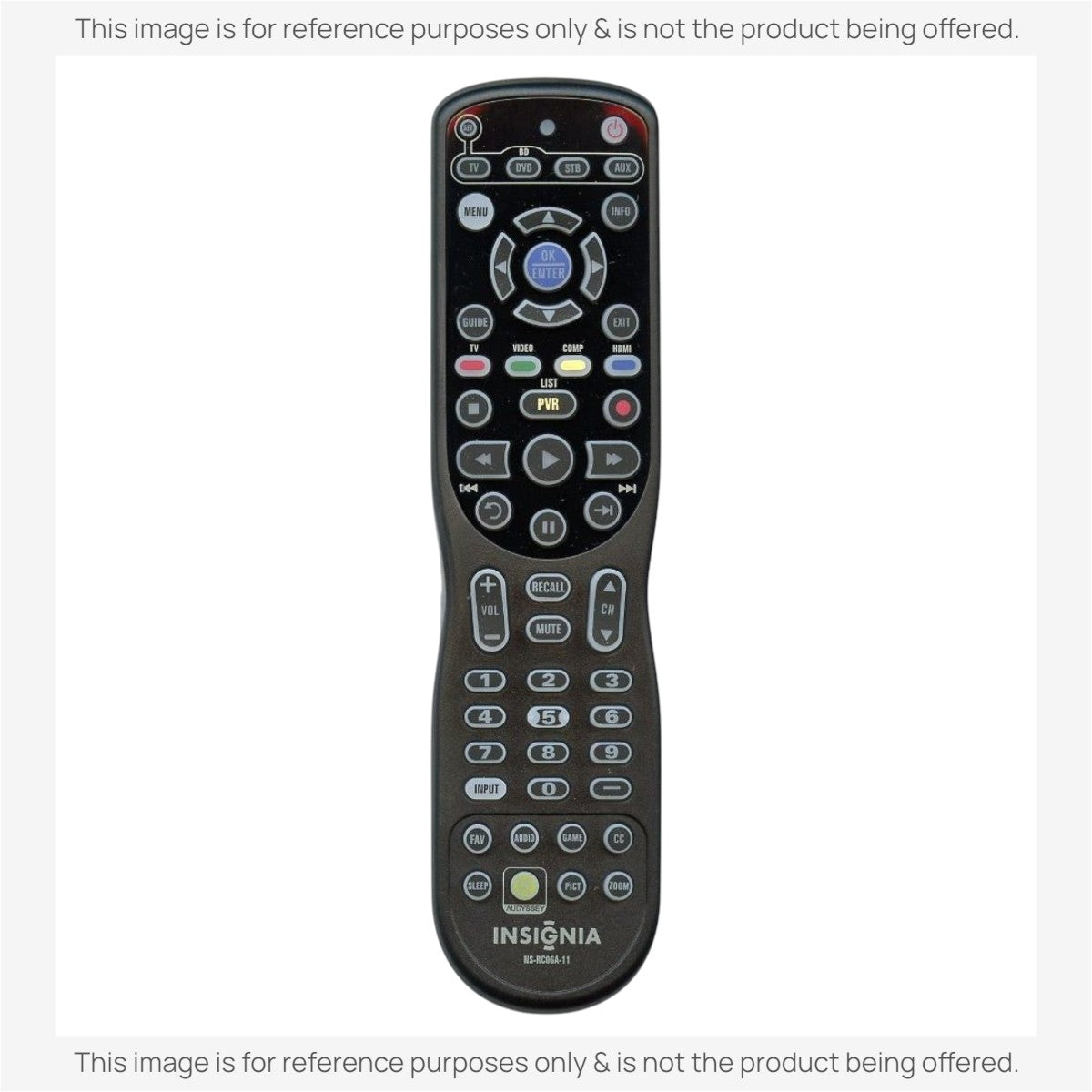 Anderic universal TV remote control for Insignia devices with backlit keypad and dedicated streaming buttons.