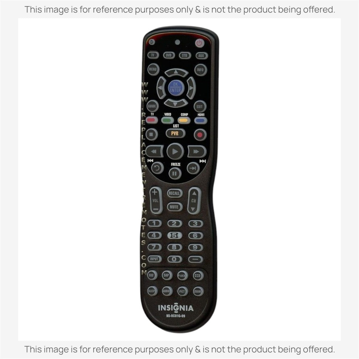 Anderic universal remote control for Insignia TVs with backlit keypad and dedicated streaming app buttons.