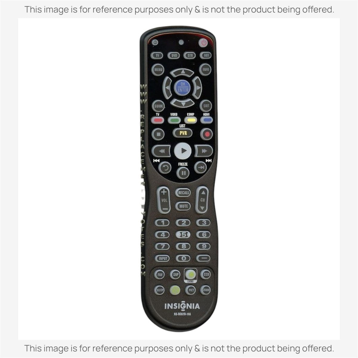 Anderic universal remote control for Insignia TVs with a black finish, backlit keypad, and dedicated streaming buttons.