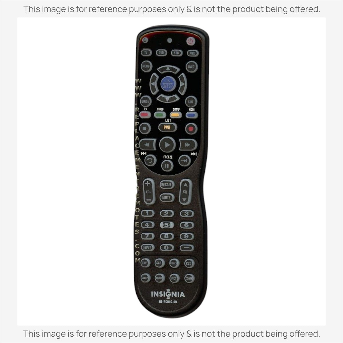 Anderic universal remote control for Insignia NS-RC01G-09 TVs with a black keypad and dedicated streaming buttons.