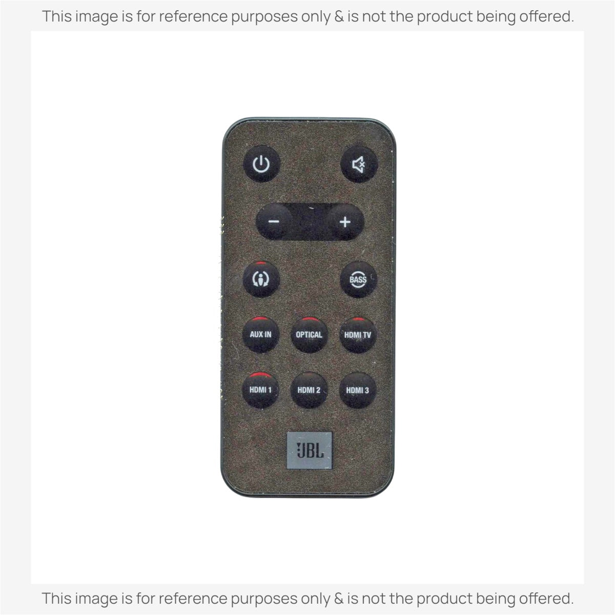 Anderic replacement remote control for JBL SB400 sound bar with black finish and clearly labeled input buttons.