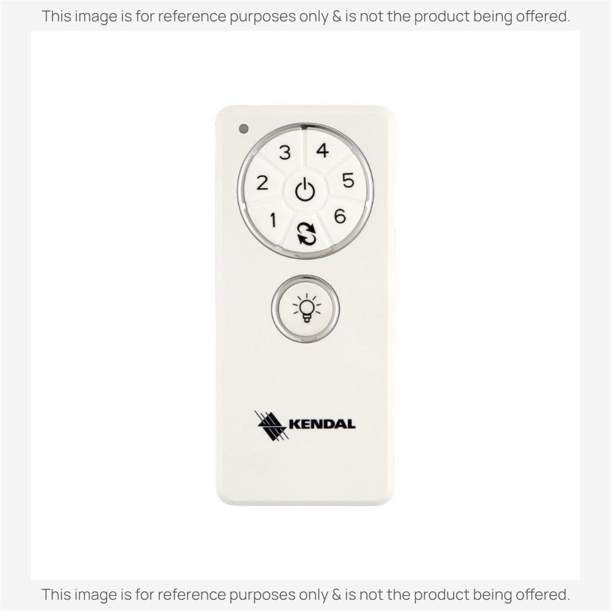 Anderic DC1 white ceiling fan remote control for Kendal LOPRO fans with six speed settings and light control button.