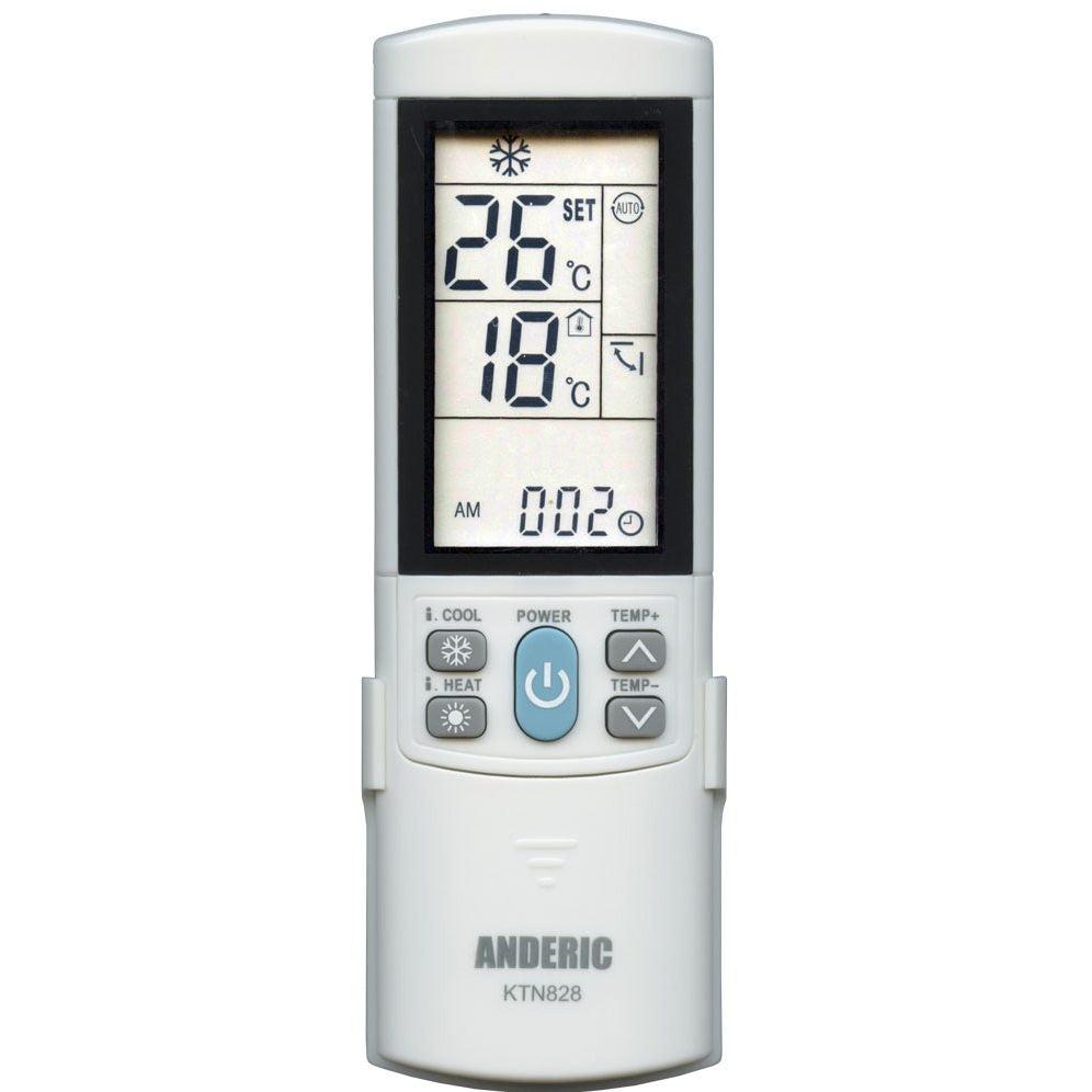 Anderic KTN828 universal air conditioner remote control with backlit LCD screen and temperature display