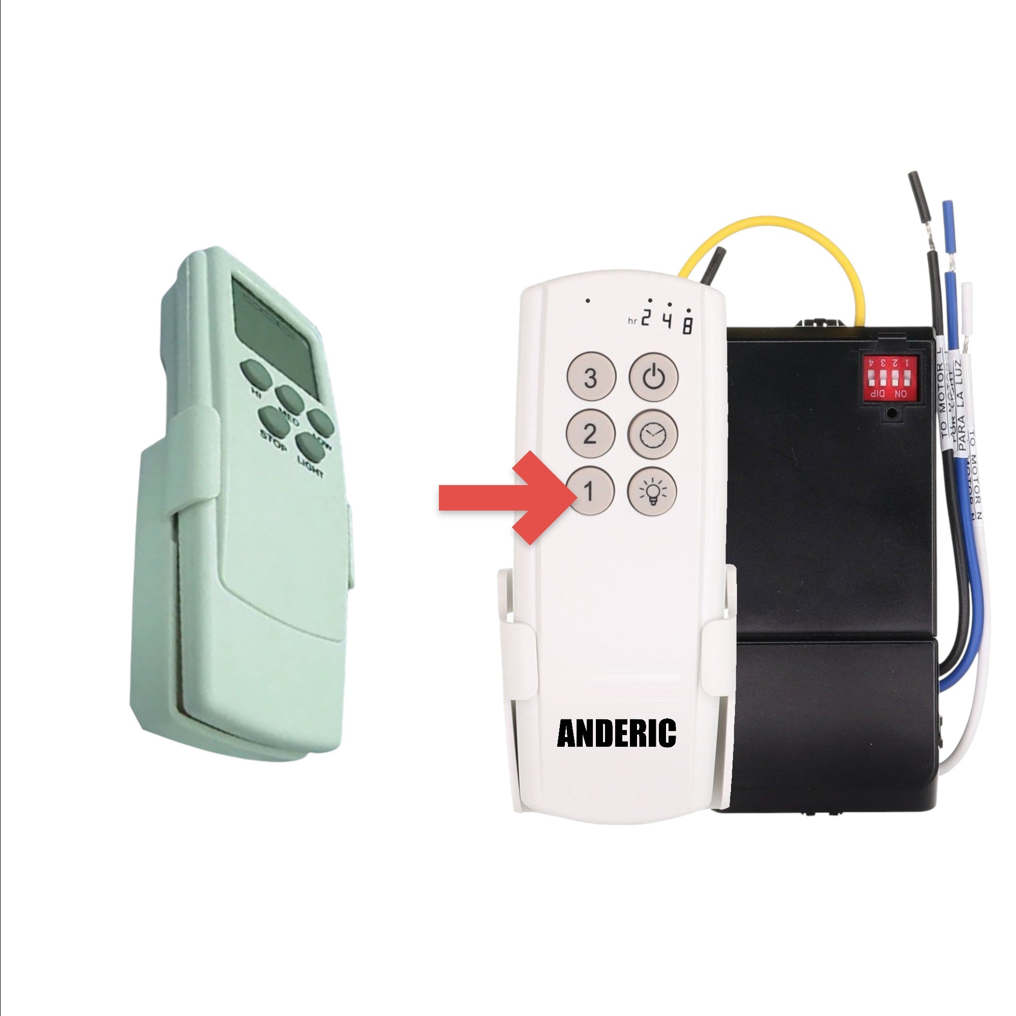 Anderic white ceiling fan remote control replacement for KUJ9302 with speed and light buttons