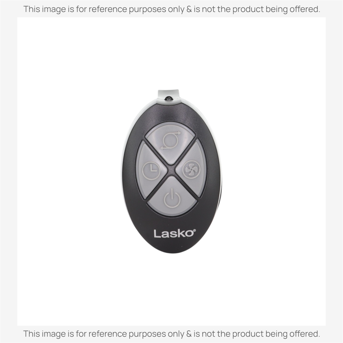 Anderic RRFAN100A substitute remote control for Lasko fans with four grey buttons on a black oval body.