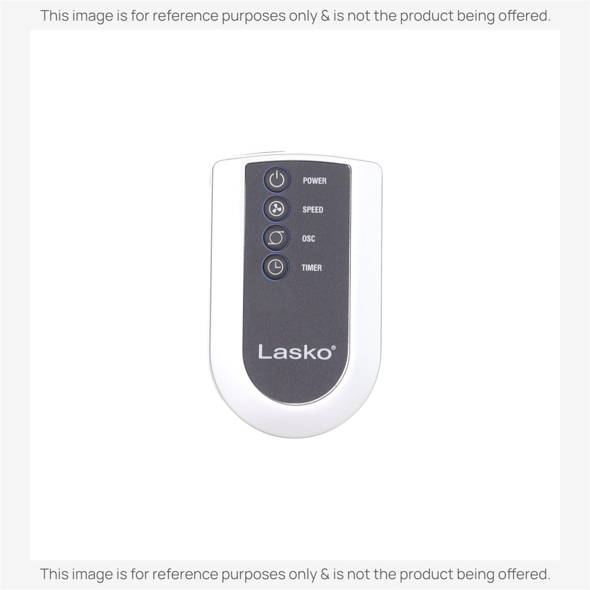 Anderic RRFAN100A infrared remote control for Lasko upright fans with power, speed, oscillation, and timer buttons.