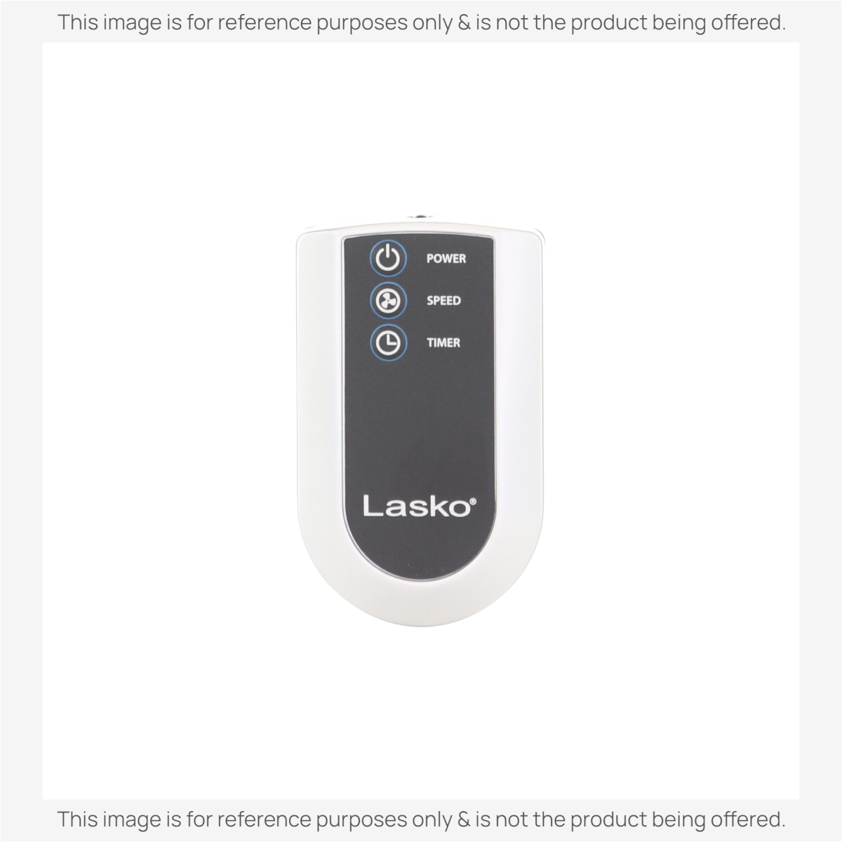 Anderic replacement remote control for Lasko fans with power, speed, and timer buttons on a white and grey body.