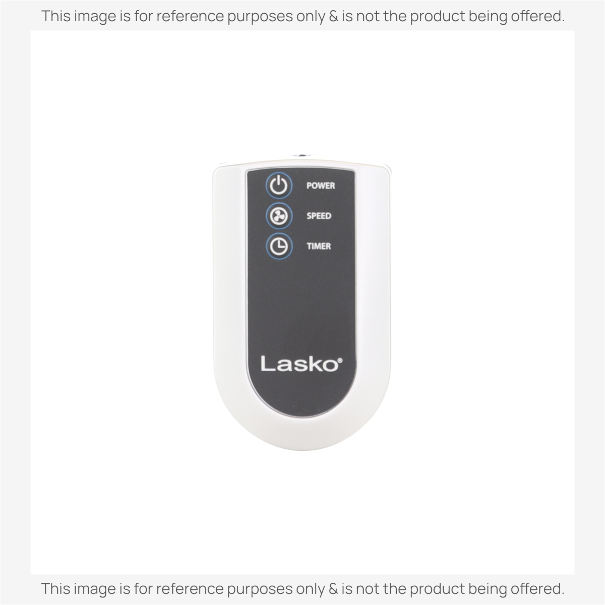 Anderic replacement remote control for Lasko fans with power, speed, and timer buttons on a white and grey body.