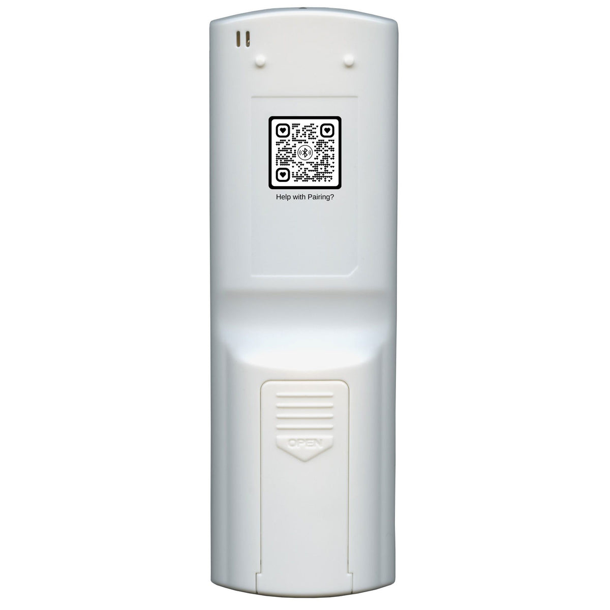 Anderic replacement remote control for LG air conditioners, white plastic back view with QR code for pairing help.