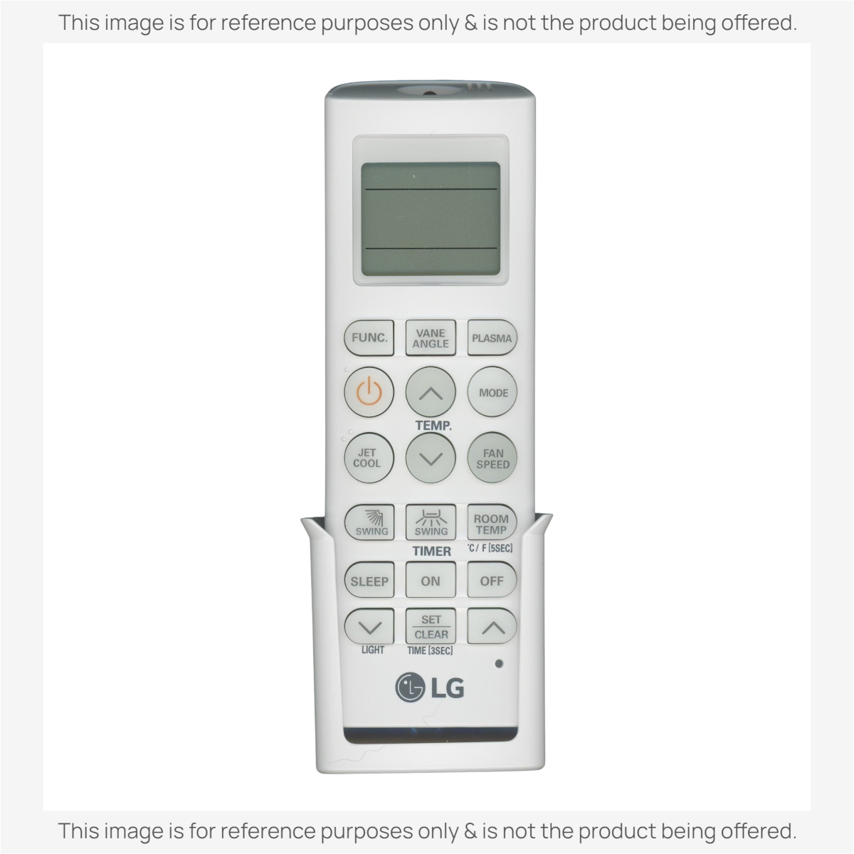 Anderic KTN828 white replacement remote control for LG air conditioners featuring an LCD screen and function buttons.