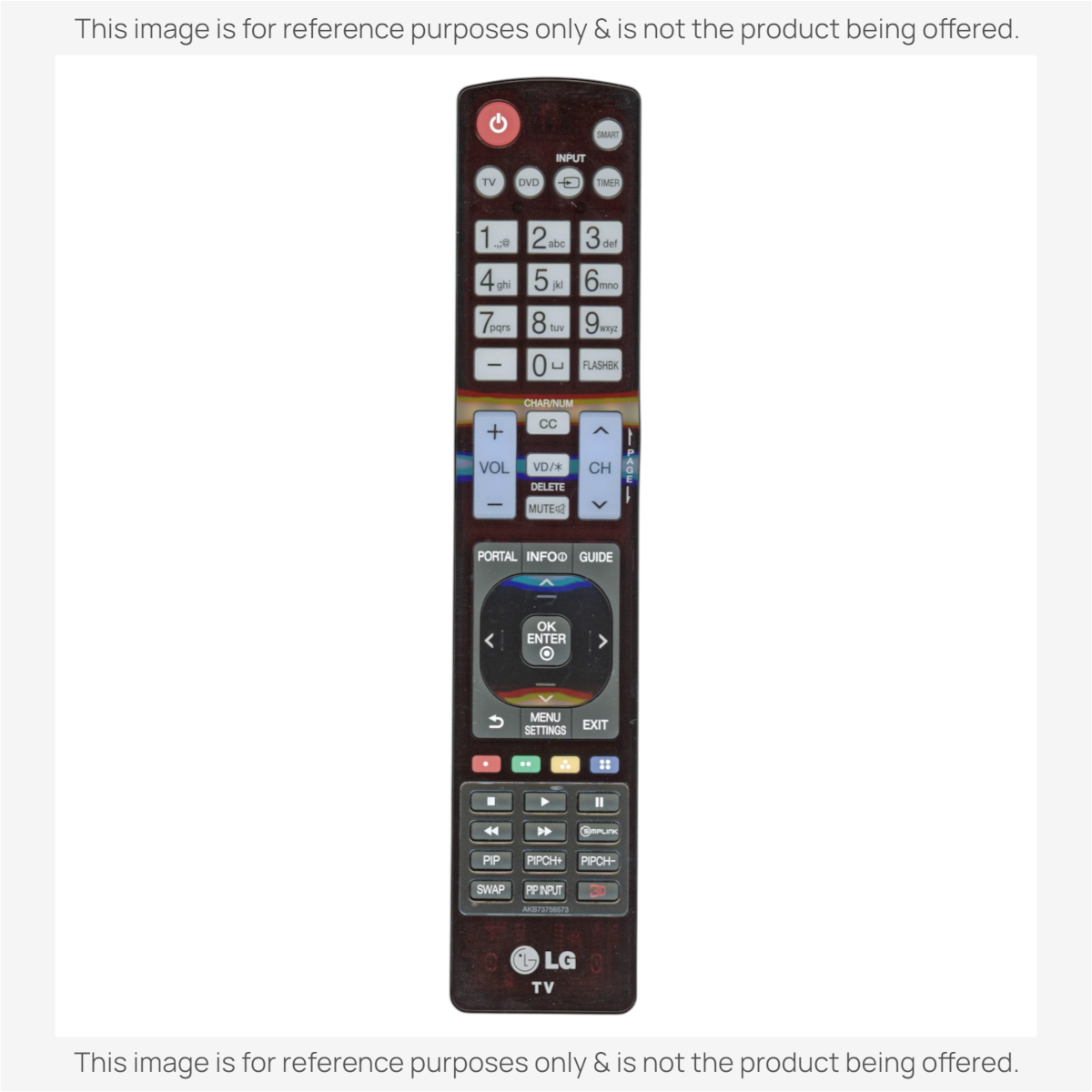 Anderic replacement remote control for LG AKB73756673 TVs featuring black casing and standard navigation buttons