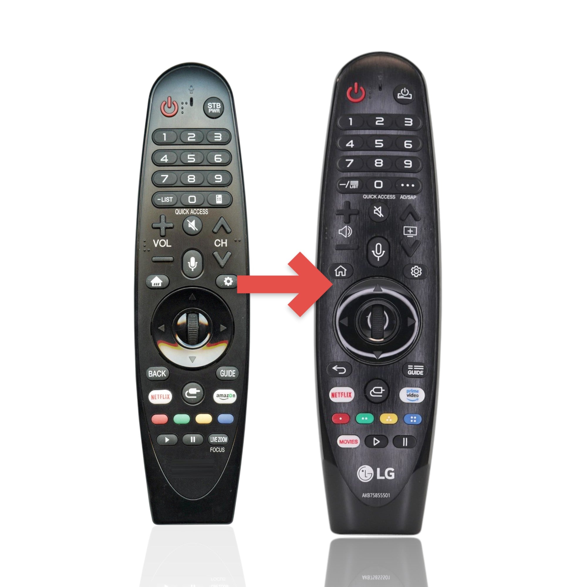 Anderic replacement Magic TV remote for LG Smart TVs featuring a scroll wheel, voice control, and streaming buttons.