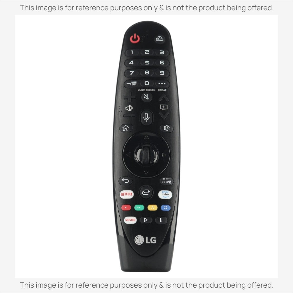 Anderic black magic TV remote control for LG with voice recognition, motion sensor, and central scroll wheel.