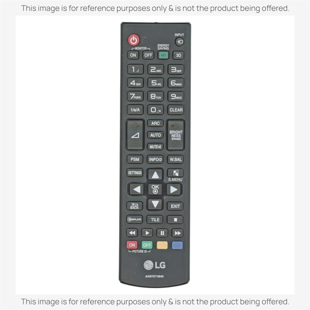 Anderic black infrared remote control for LG commercial monitors with standard navigation and function buttons