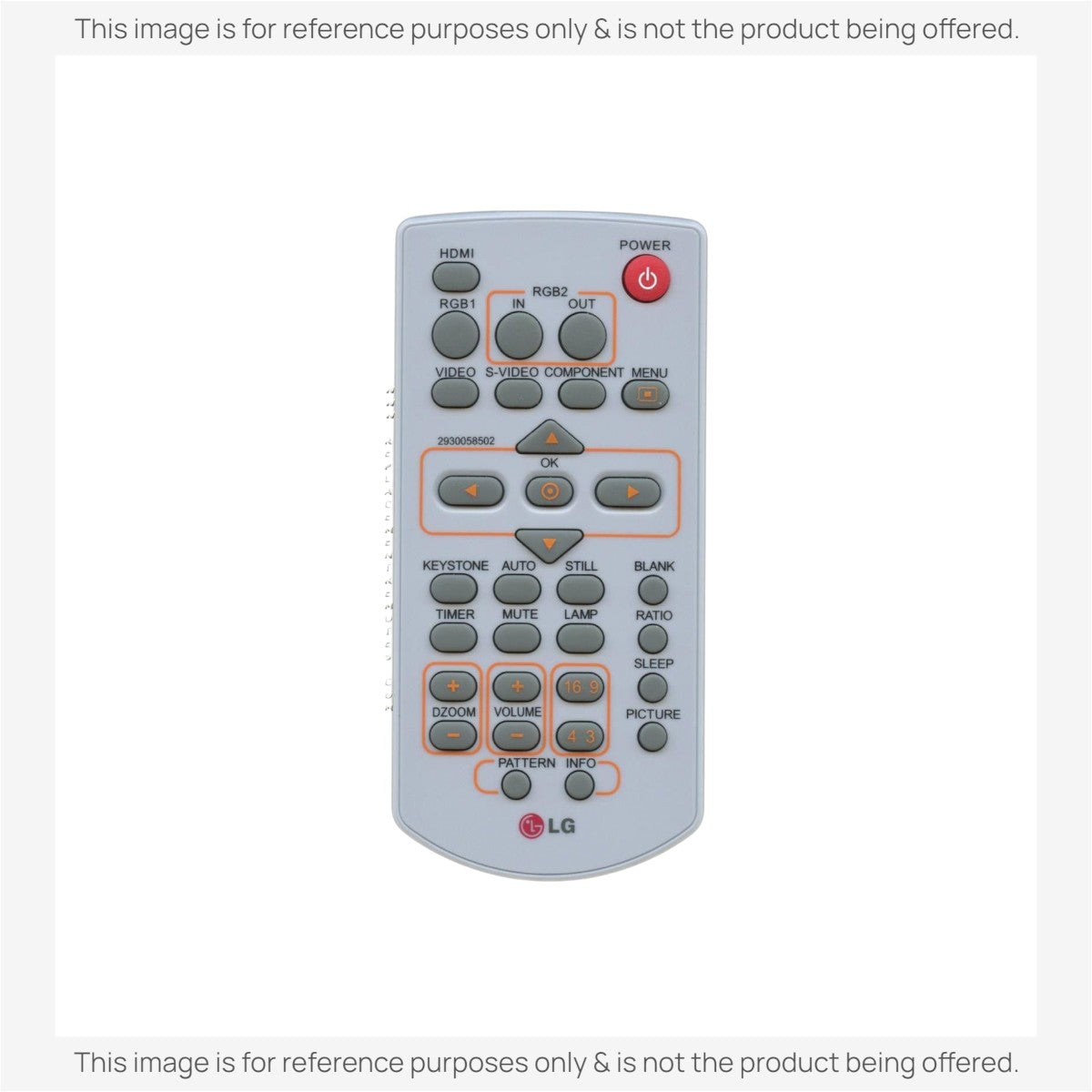 Anderic replacement remote control for LG projectors, featuring grey casing and orange-outlined button groups.