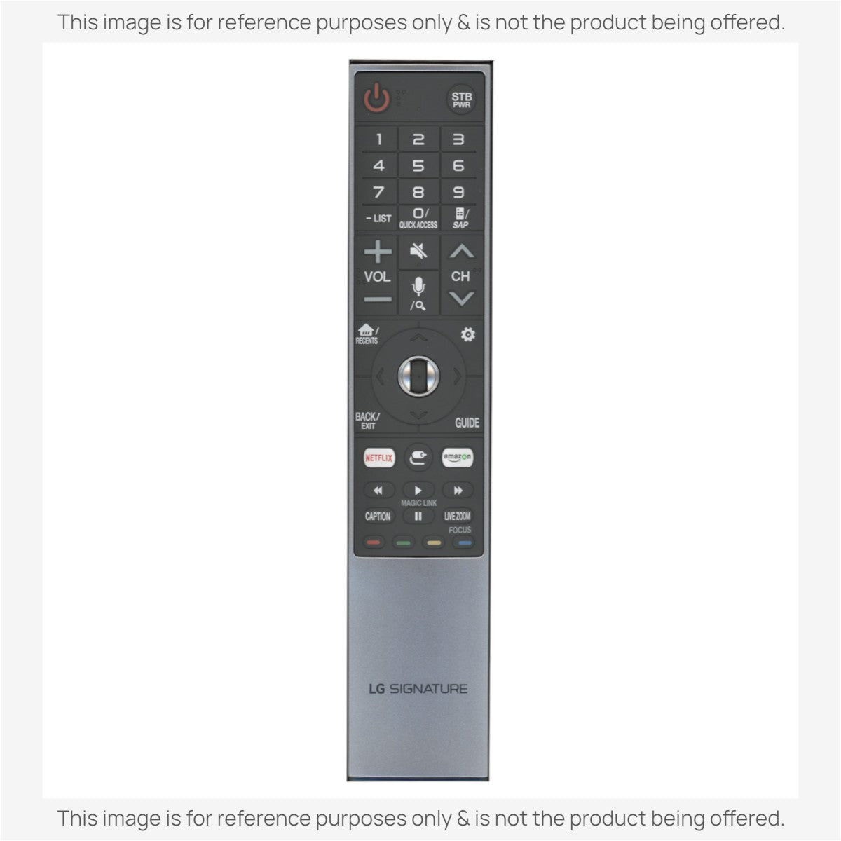 Anderic replacement remote for LG TVs featuring Netflix and Amazon Prime buttons in a sleek black and grey finish.