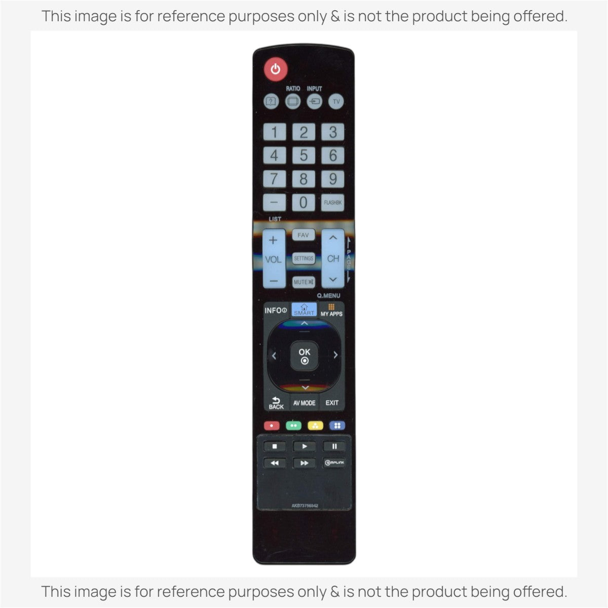 Anderic RR5501 black infrared replacement remote control for LG televisions with dedicated smart and menu buttons