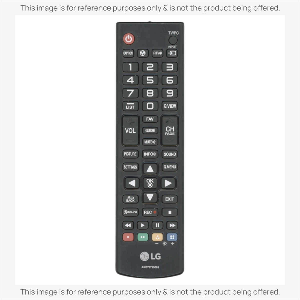 Anderic replacement infrared remote control for LG Smart TVs with standard navigation and streaming shortcut buttons.