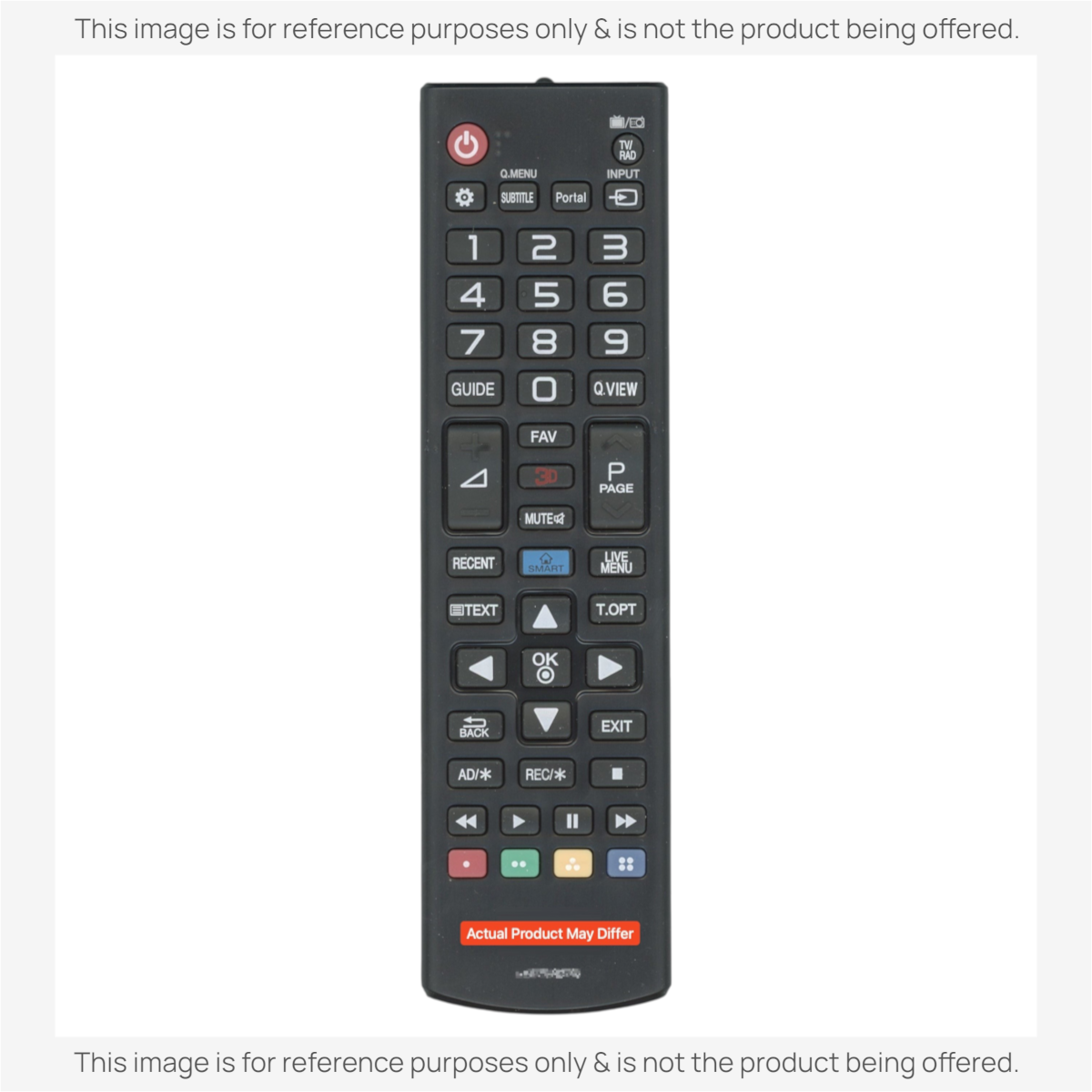 Anderic infrared remote control for LG Smart TVs featuring standard navigation, volume, and streaming shortcut buttons.