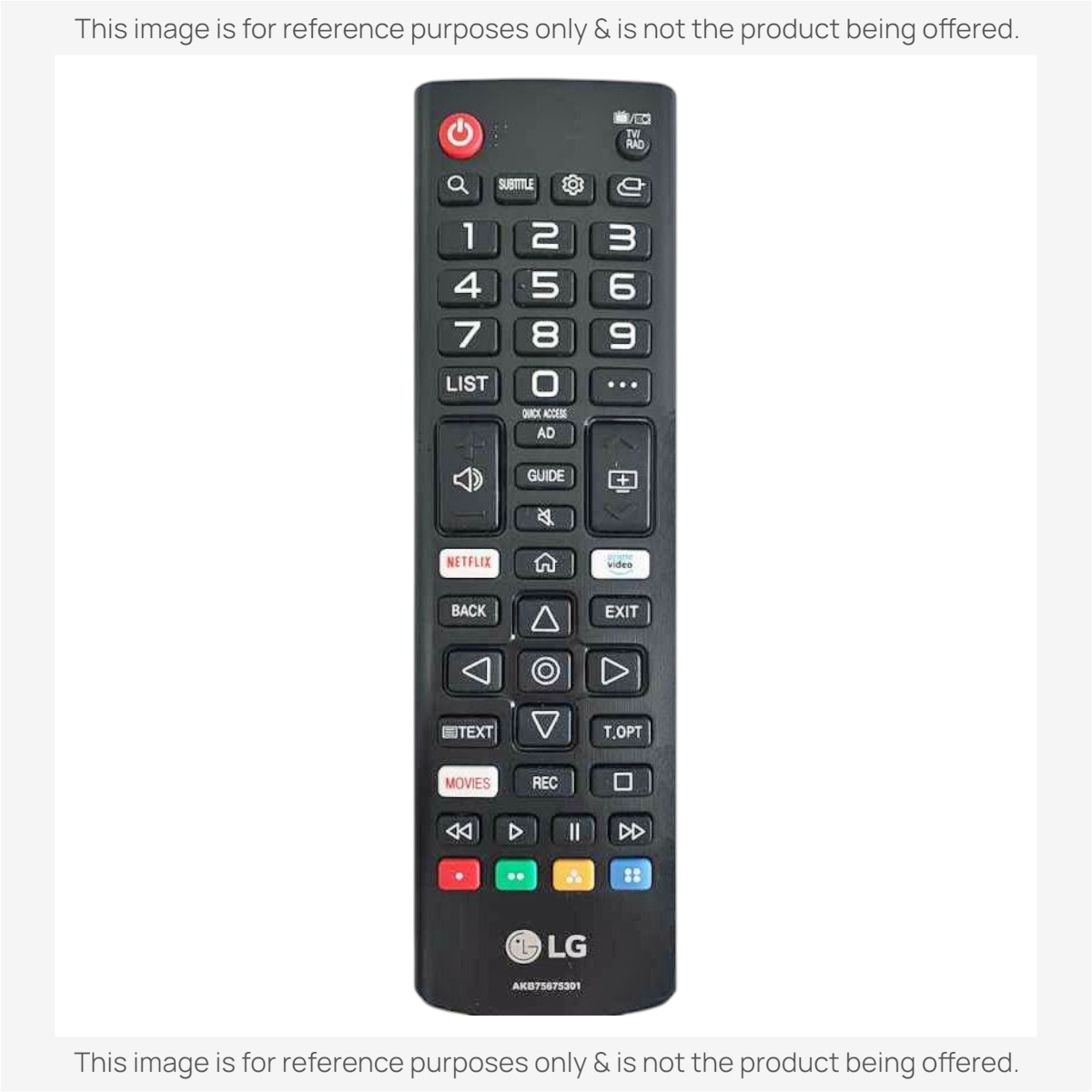 Anderic black infrared remote control for LG Smart TVs with dedicated streaming service shortcut buttons