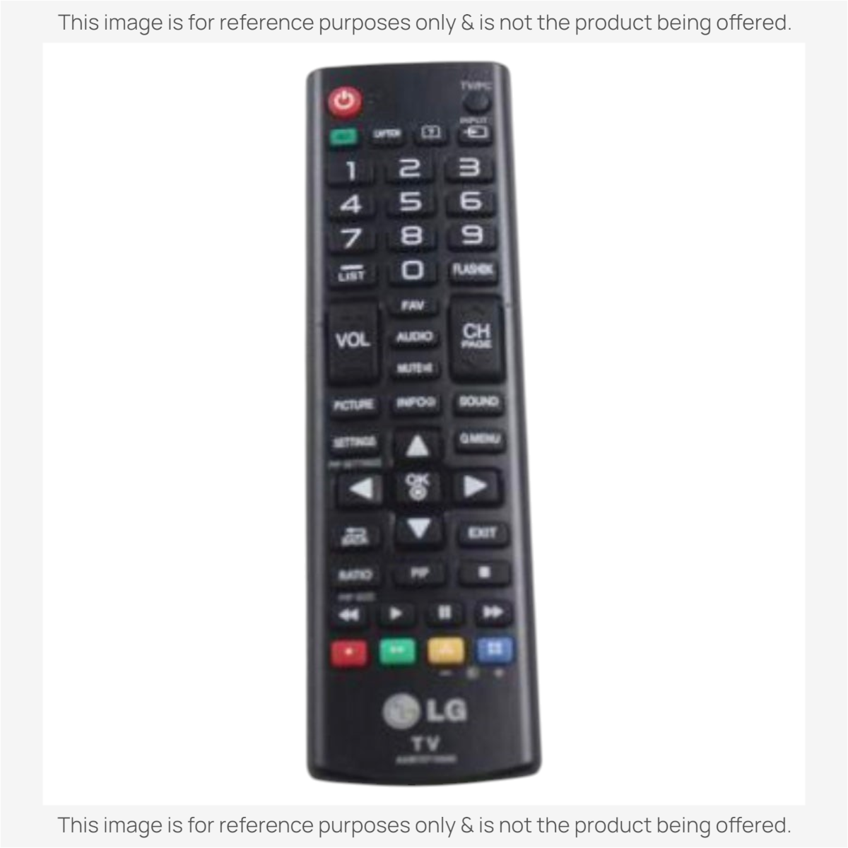 Anderic black infrared remote control for LG smart TVs with dedicated streaming service shortcut buttons.