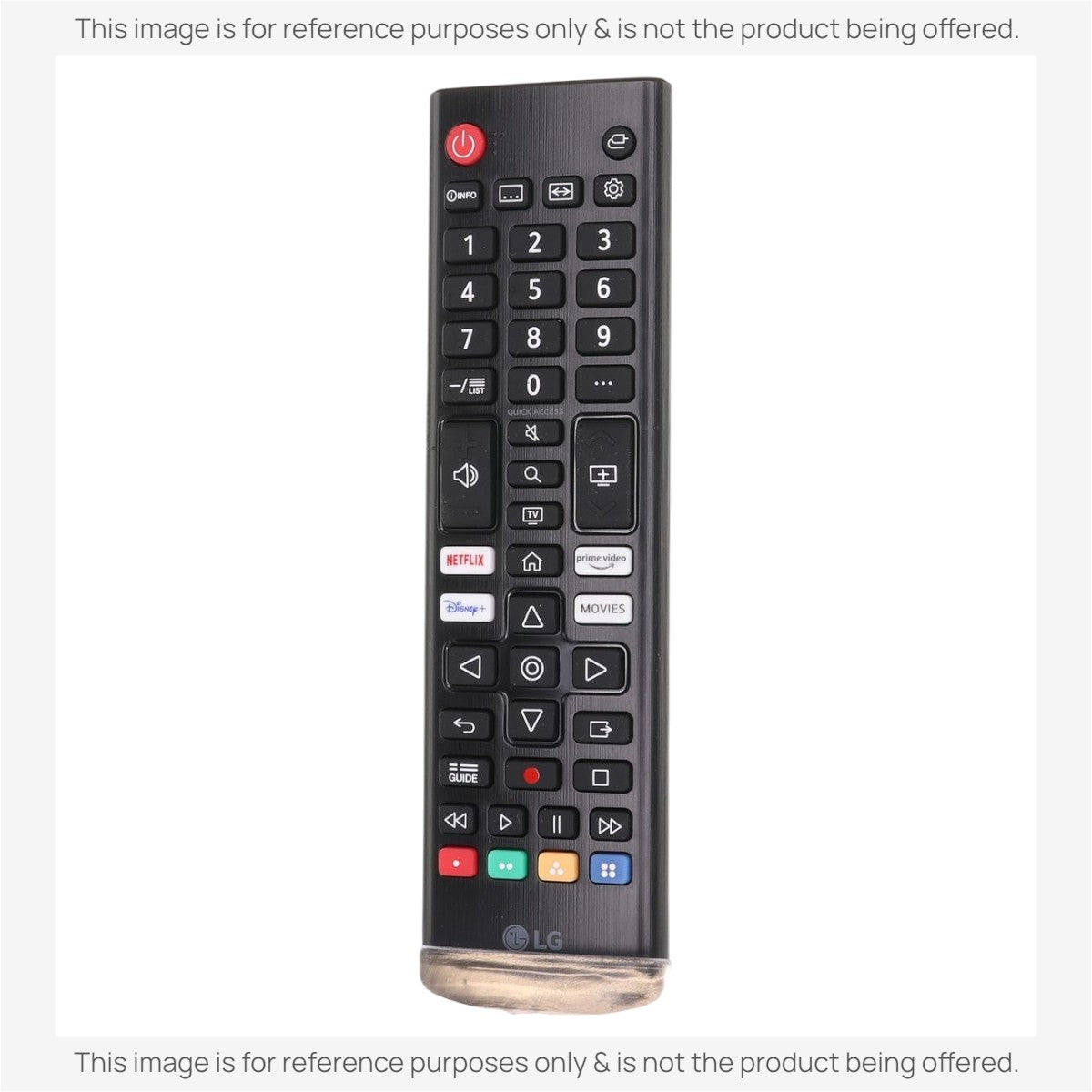 Anderic black IR remote control for LG Smart TVs with dedicated Netflix, Prime Video, Disney+, and Movies buttons.