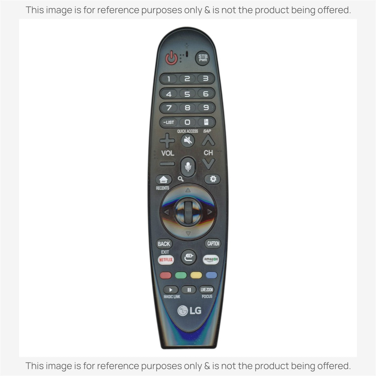 Anderic RR20GA black infrared remote control for LG Smart TVs with Netflix and Amazon shortcut buttons.