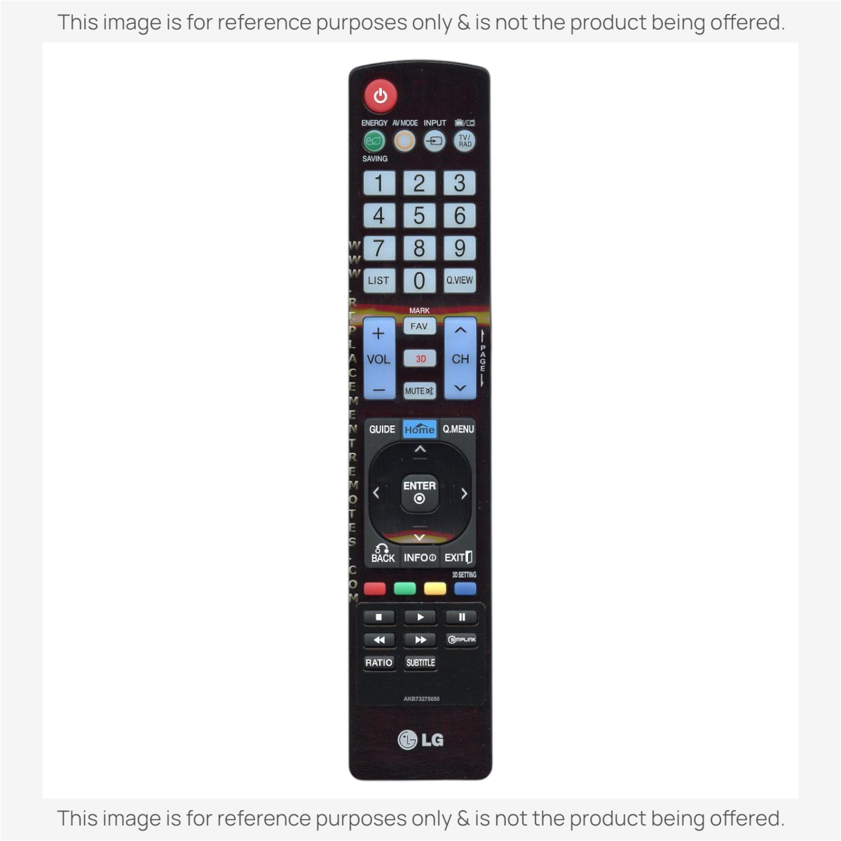Anderic substitute remote control for LG TVs featuring a black keypad with dedicated buttons for 3D and My Apps.