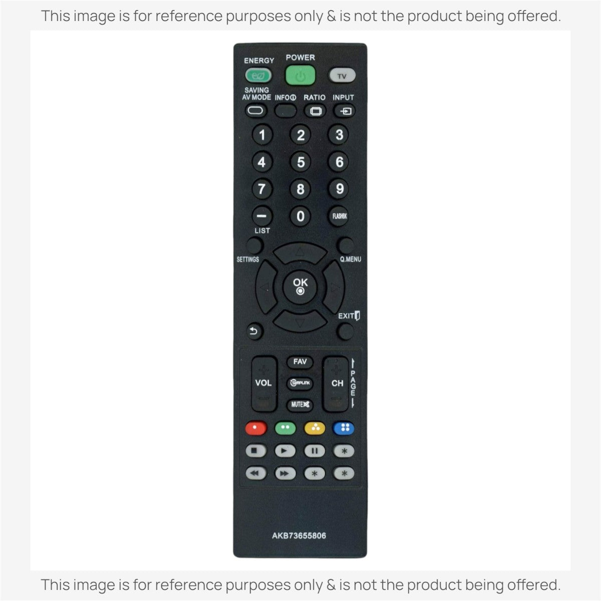 Anderic RR5501 black infrared remote control for LG TVs with numeric keypad and dedicated function buttons
