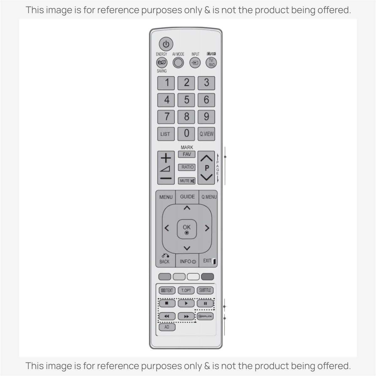 Anderic RR5501 infrared remote control replacement for LG TVs with numeric keypad and dedicated function buttons.