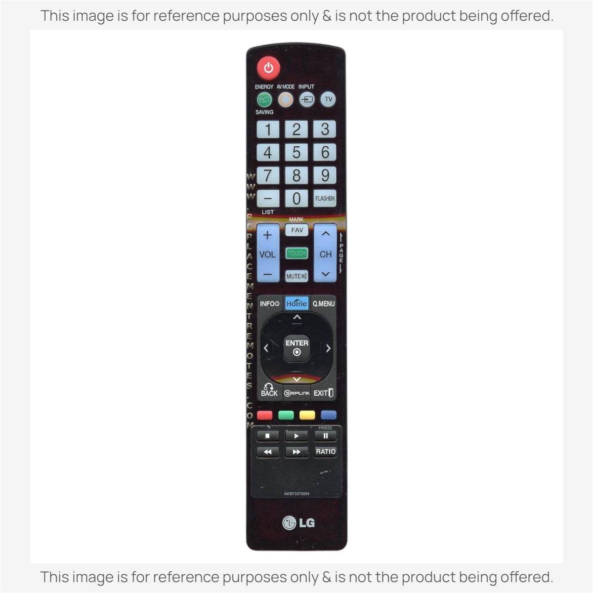 Anderic RR5501 infrared remote control for LG TVs featuring standard navigation, volume, channel, and menu buttons.