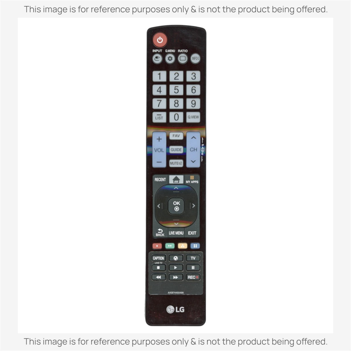 Anderic RR5501 black infrared remote control for LG TVs featuring dedicated buttons for My Apps, 3D, and Input.