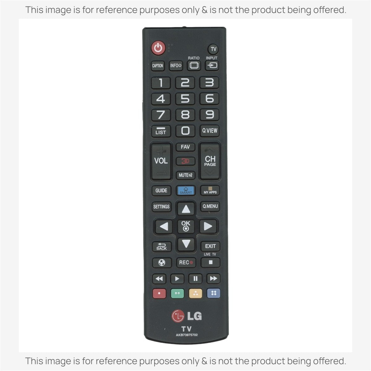 Anderic RR5501 black infrared remote control replacement for LG TVs with dedicated menu, input, and media buttons.
