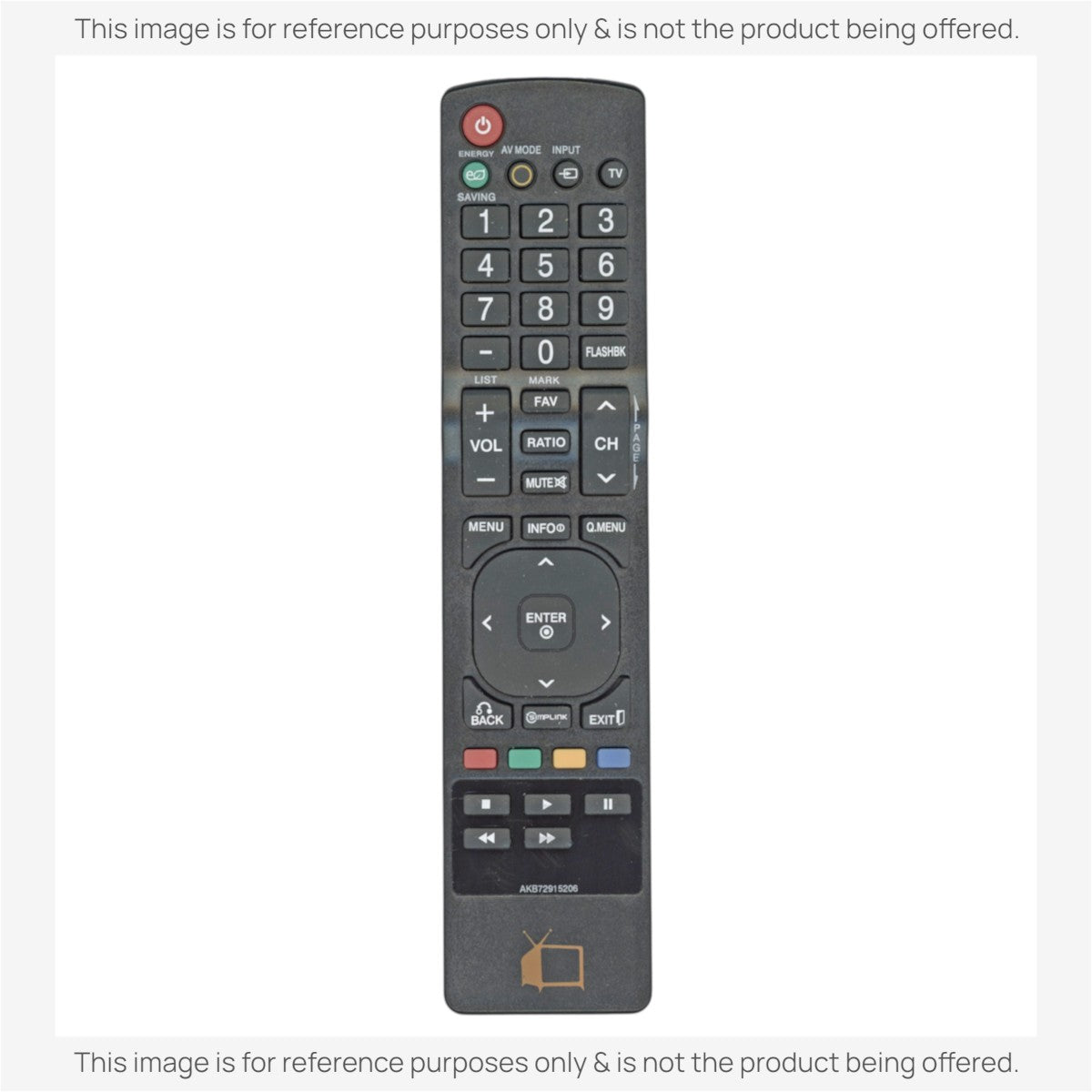 Anderic RR5501 black infrared remote control for LG TVs featuring a full number pad and dedicated menu buttons.
