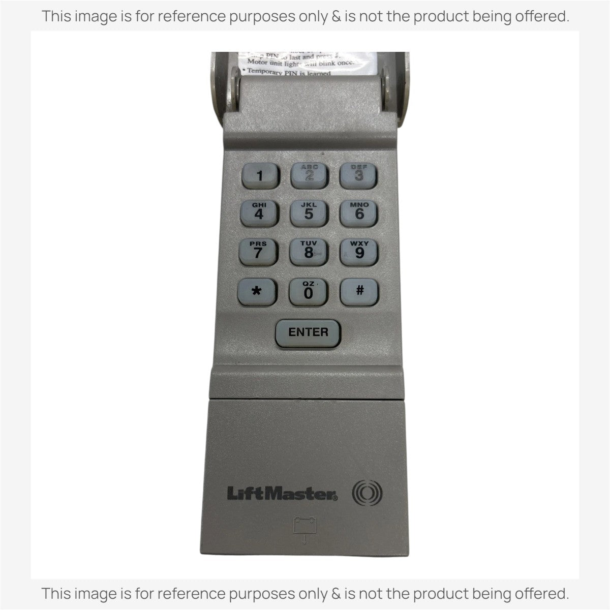 Anderic wireless keyless entry keypad for LiftMaster garage door openers in grey with numeric buttons and enter key.