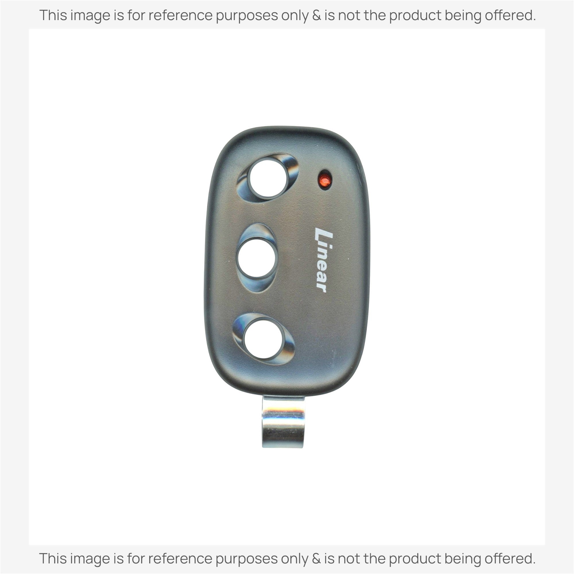 Anderic 3-button garage door remote control replacement for Linear MCT-3 in black with a metal visor clip.